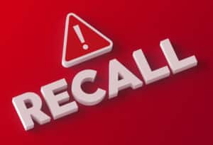 Product recall red warning sign 3D design.Consumer Protection
